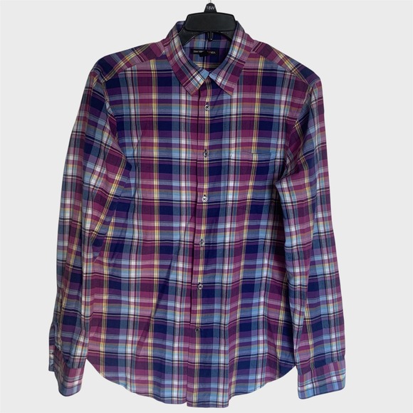 John Varvatos USA Plaid Button Down Shirt Mens Medium Long Sleeve Casual - Picture 1 of 8